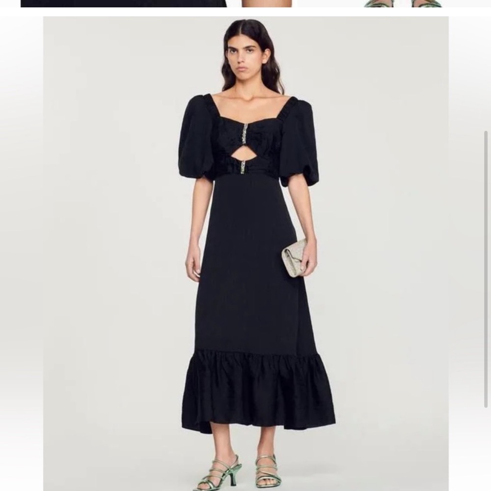Falbala Rhinestone Embellished Cutout Midi Dress